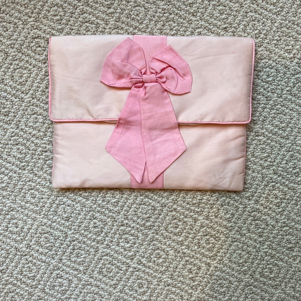 Vintage Pink Bow Foldover Lingerie Bag